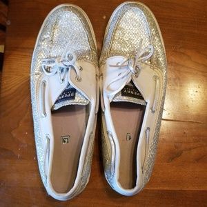 Silver glitter Sperry shoes
